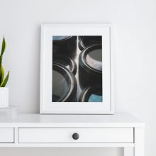 Framed print in an interior setting of the Zaha Hadid Building