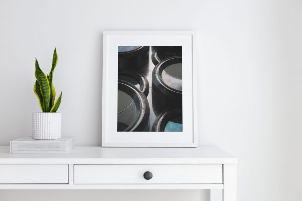 Framed print in an interior setting of the Zaha Hadid Building