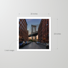 Framed-New-York-City-Print-Manhattan-Bridge-DUMBO-unframed-16x16 Unframed 16x16 print of the Manhattan Bridge in DUMBO