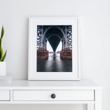 Framed print in an interior setting of the Williamsburg Bridge