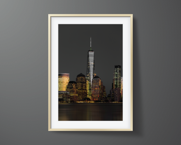 Framed-New-York-City-Print-One-World-Trade-Center-Freedom-Tower-gold-frame Framed print of One World Trade Center Freedom Tower