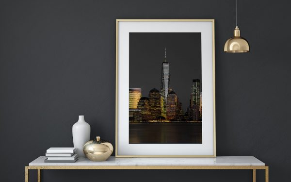 Framed-New-York-City-Print-One-World-Trade-Center-Freedom-Tower-interior Framed print in an interior setting of One World Trade Center Freedom Tower