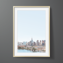Framed-New-York-City-Print-NYC-skyline-gold-frame Framed print of the NYC Skyline