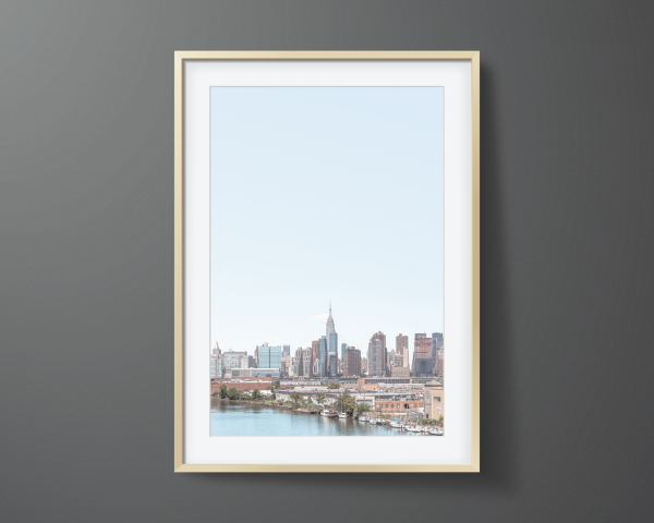 Framed-New-York-City-Print-NYC-skyline-gold-frame Framed print of the NYC Skyline