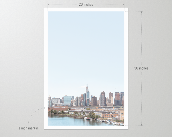 Framed-New-York-City-Print-NYC-skyline-unframed-20x30 Unframed 20x30 print of the NYC Skyline